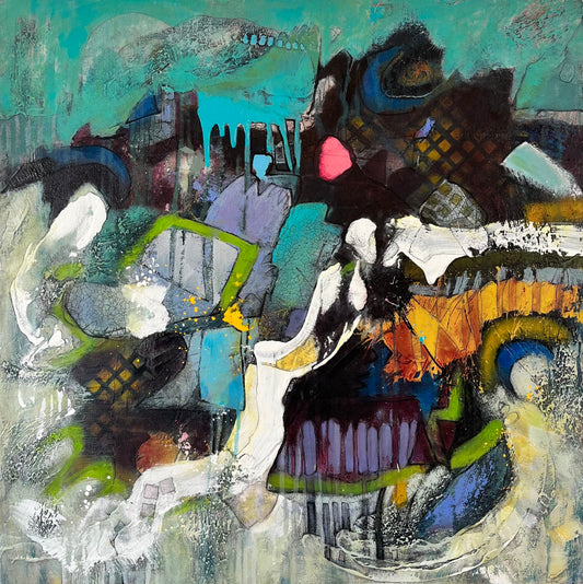 abstract art | 24x24 | PINK BALLOON