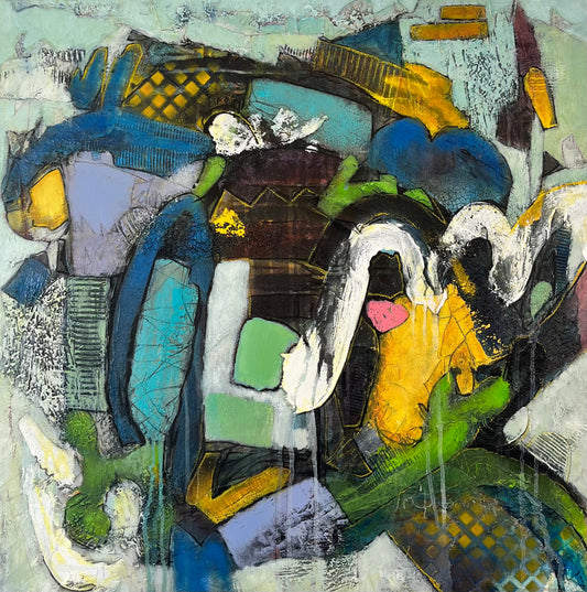 abstract art | 24x24 | PINK BALLOON II